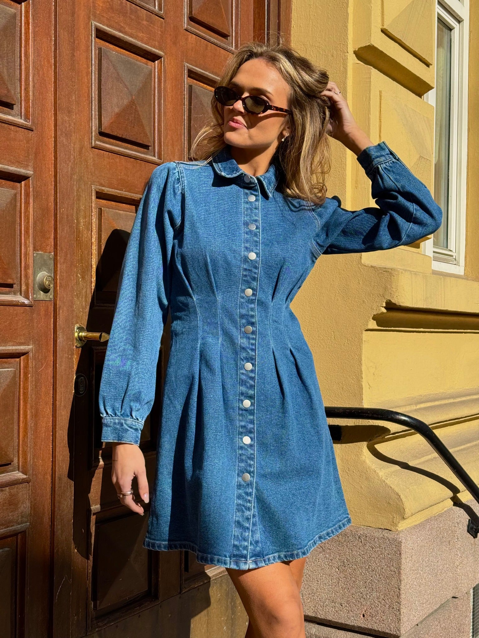 VISOL Short Dress - Medium Blue Denim